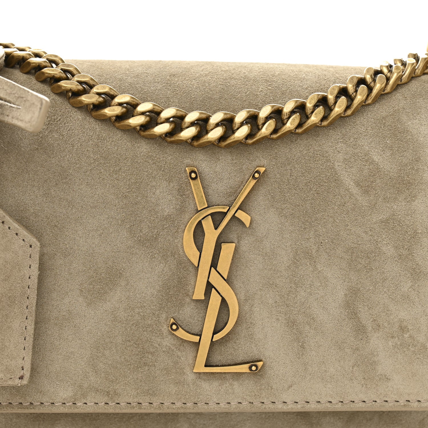 Saint Laurent Suede Calfskin Small Monogram Sunset Dark Beige 13 of 17