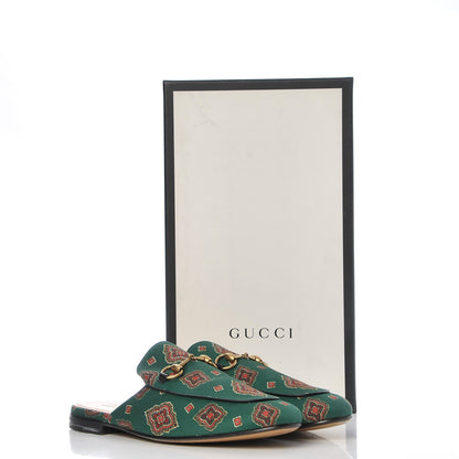 Gucci Satin Goatskin Jewel Highlands Printed Mens Princetown Slippers 8 Green 12 of 12