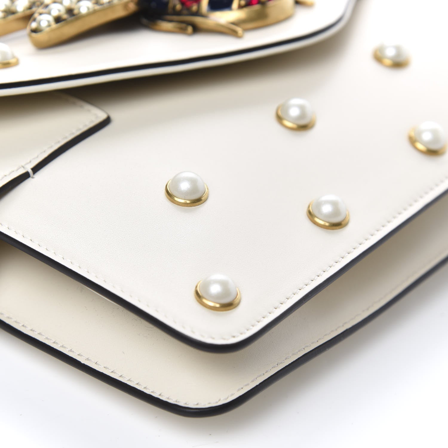 Gucci Nappa Pearl Studded Mini Queen Margaret Broadway Shoulder Bag Mystic White 6 of 11