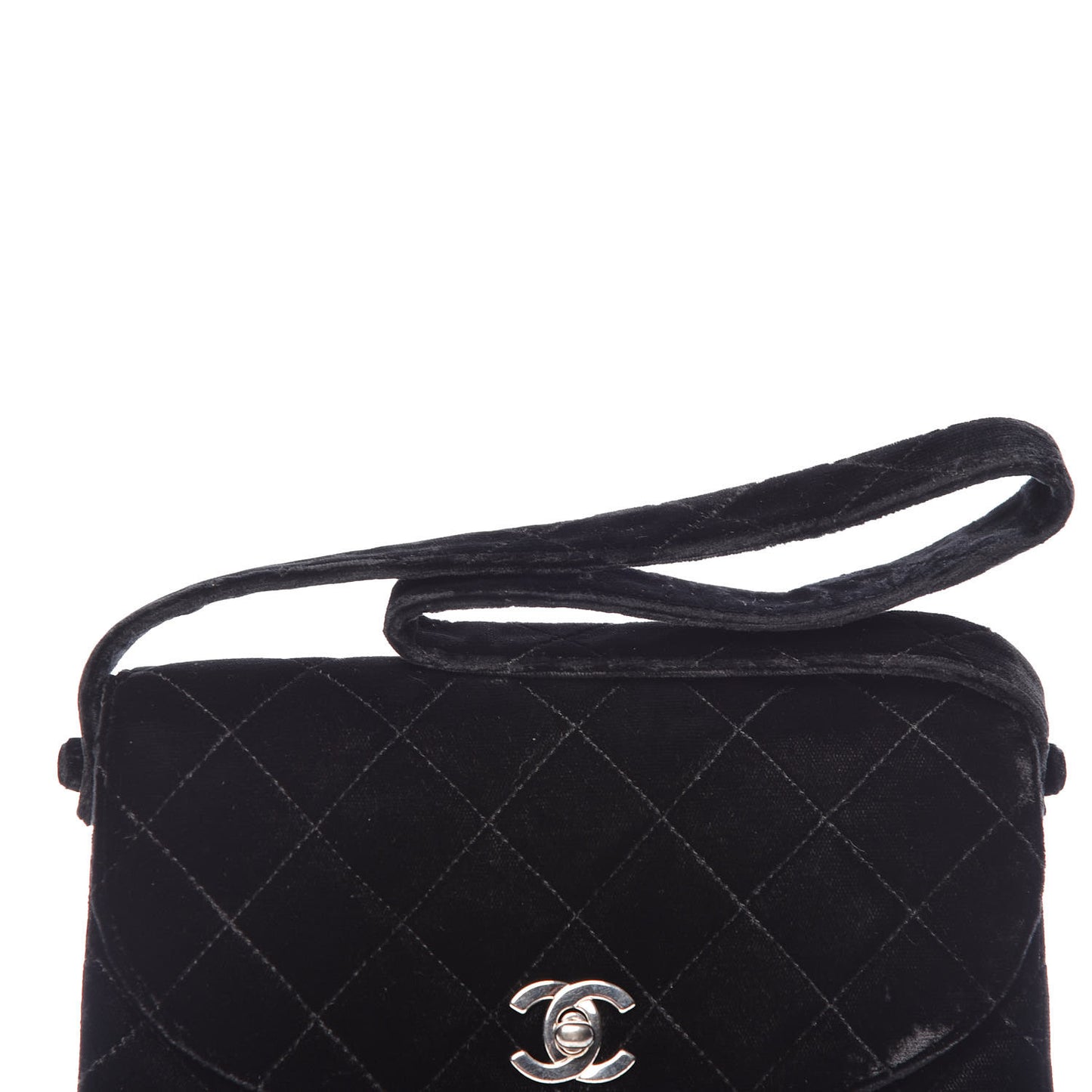 Velvet Quilted Shoulder Bag Black