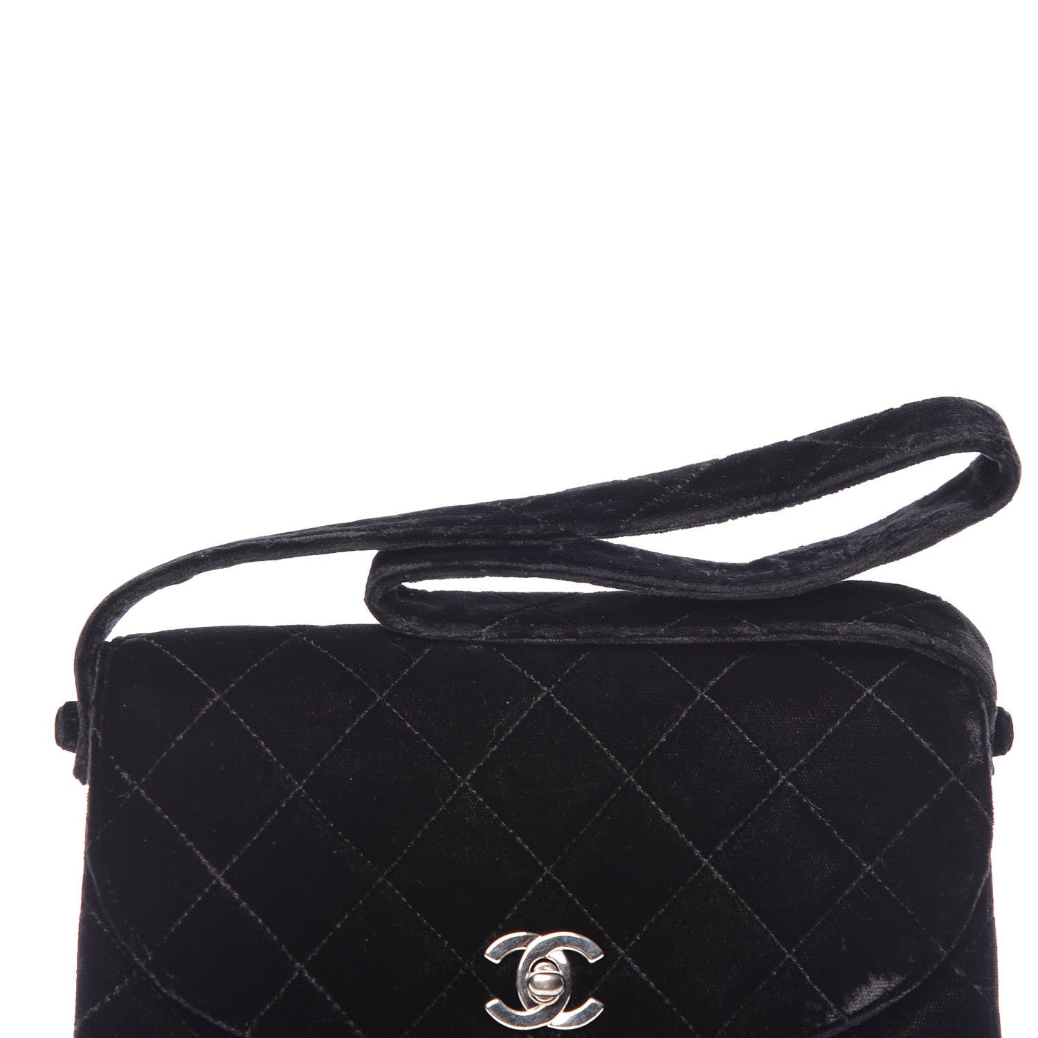 Chanel Velvet Quilted Shoulder Bag Black 10 of 12