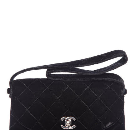 Chanel Velvet Quilted Shoulder Bag Black 10 of 12