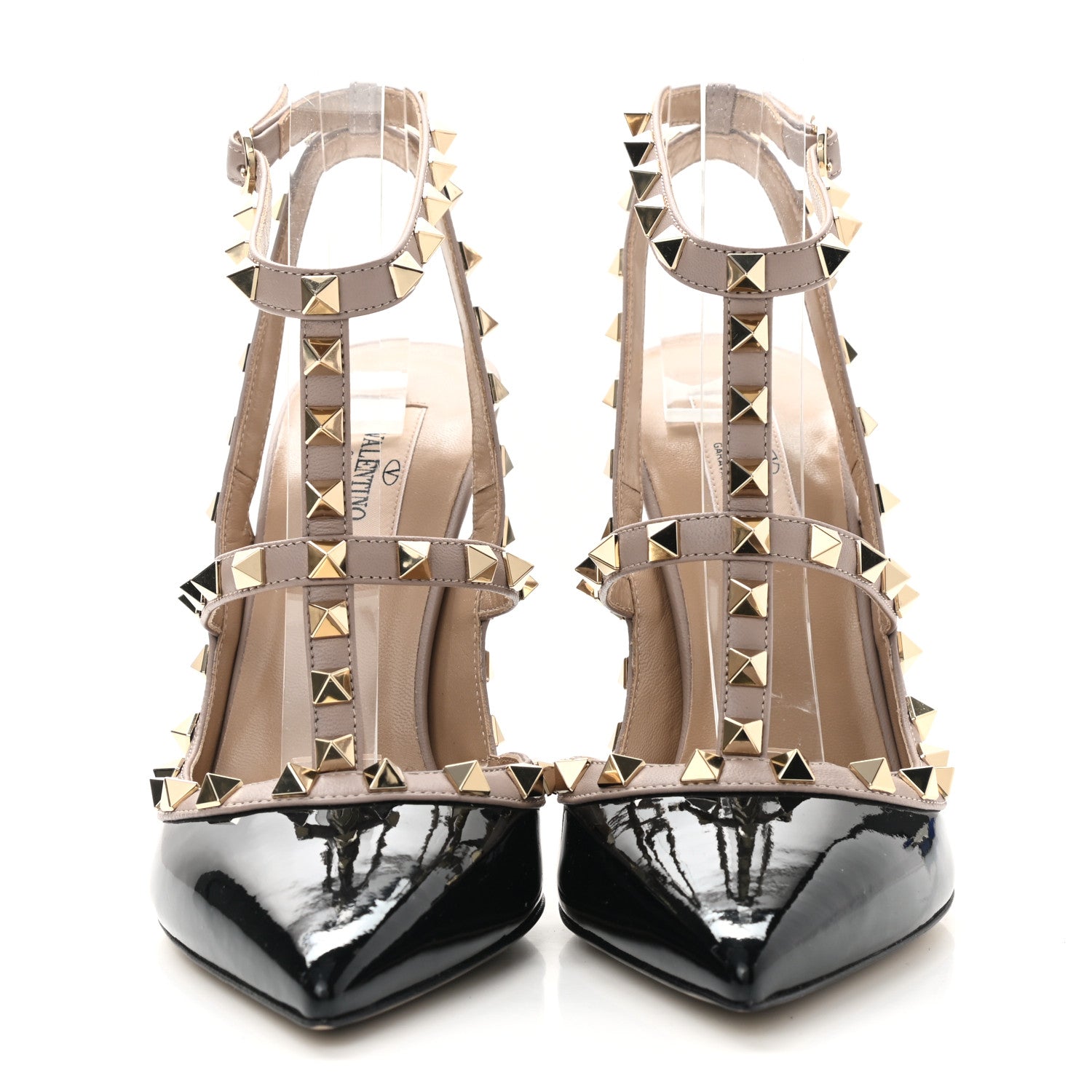 Valentino Garavani Patent Nappa Rockstud Ankle Strap 100mm Pumps 38 Black Poudre 2 of 8