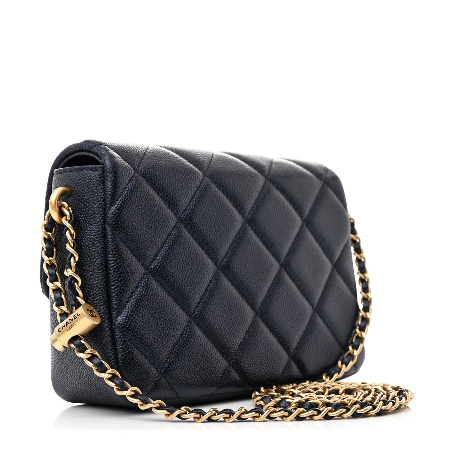 Iridescent Caviar Quilted Mini My Perfect Flap Black