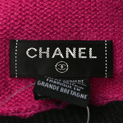 Chanel Cashmere Quilted CC Beanie Hat Pink Purple Black 5 of 9