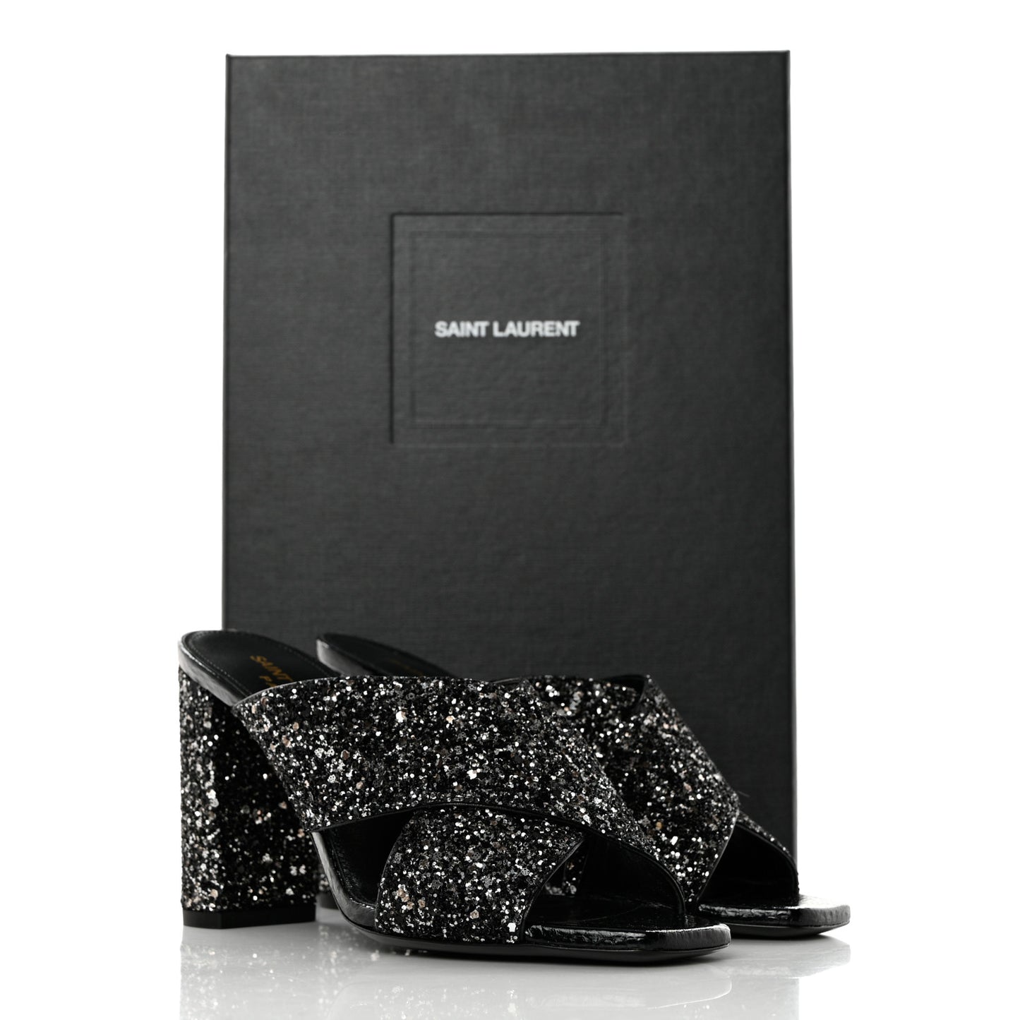 Glitter LouLou 70 Mule Sandals 35.5 Black