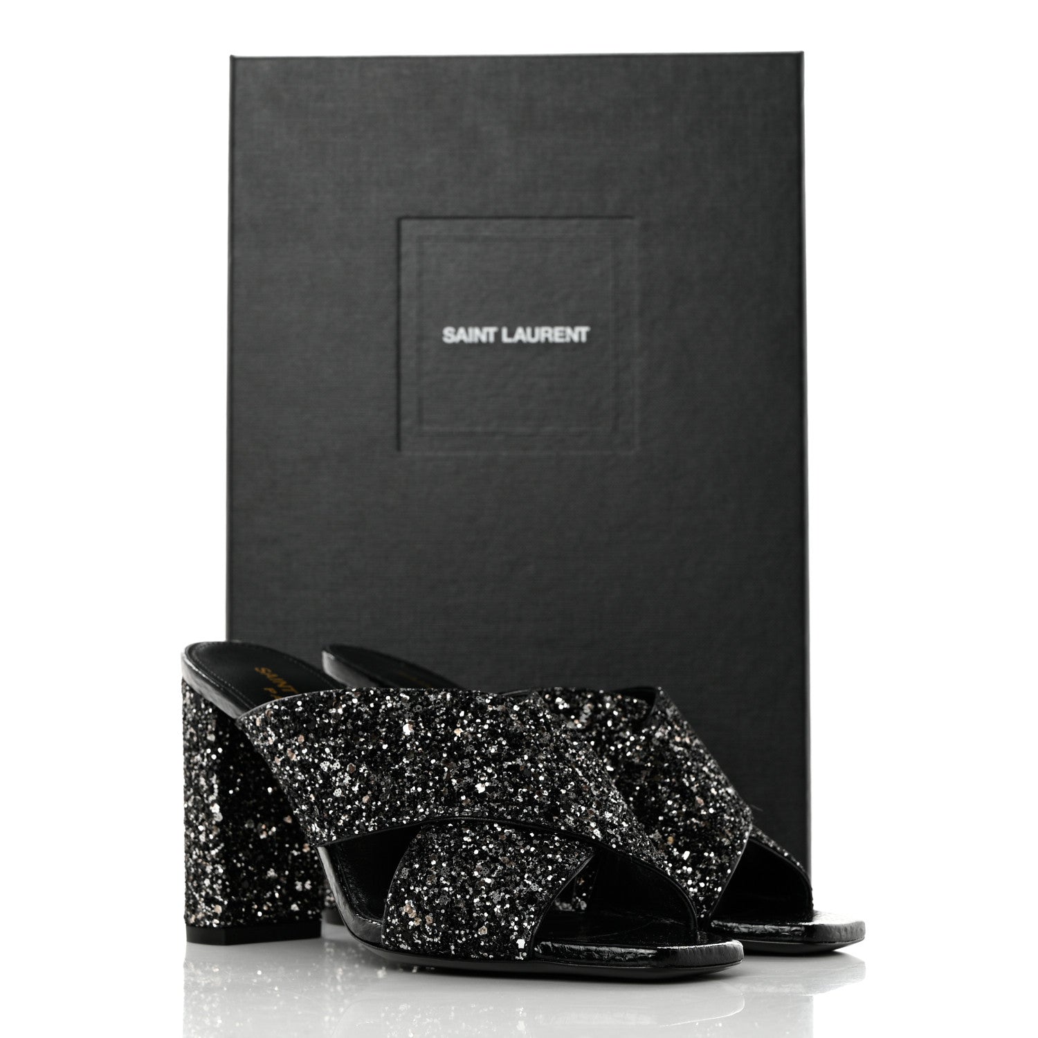 Saint Laurent Glitter LouLou 70 Mule Sandals 35.5 Black 9 of 9