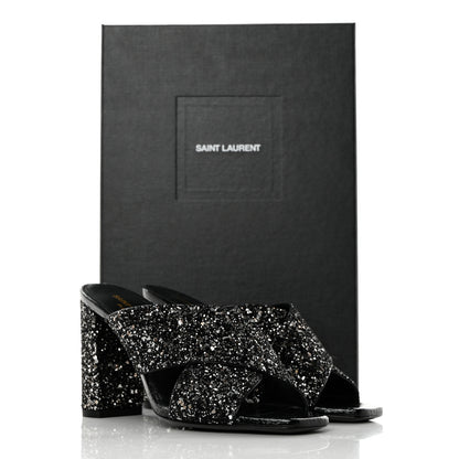 Saint Laurent Glitter LouLou 70 Mule Sandals 35.5 Black 9 of 9