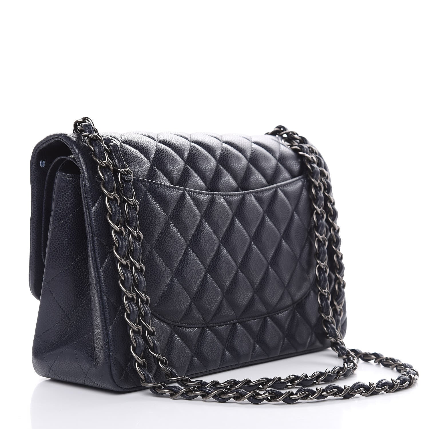 Chanel Caviar Quilted Jumbo Double Flap Navy Blue 3 of 10