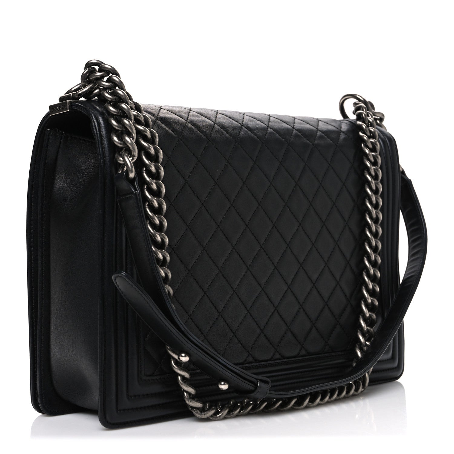 Chanel Lambskin Quilted Large Boy Flap Black 3 of 10