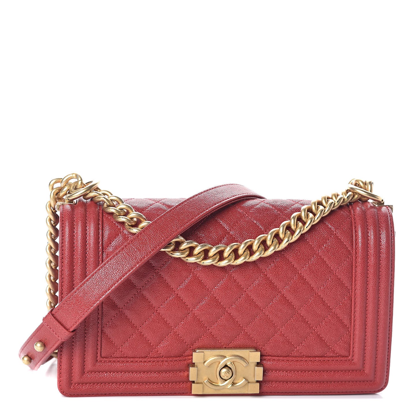 Caviar Quilted Medium Boy Flap Red