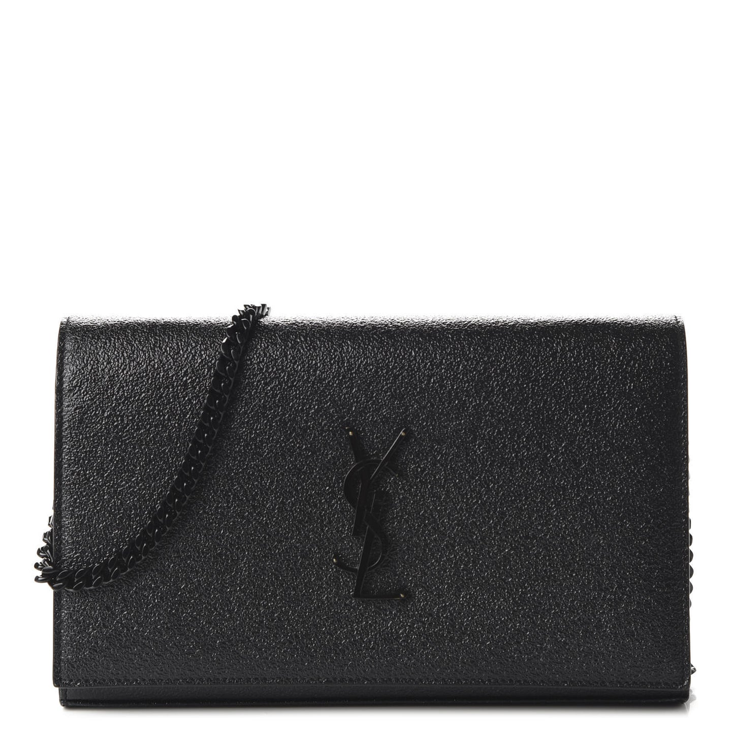 Grained Metallic Calfskin Monogram Chain Wallet Black
