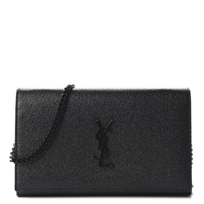 Saint Laurent Grained Metallic Calfskin Monogram Chain Wallet Black 1 of 10