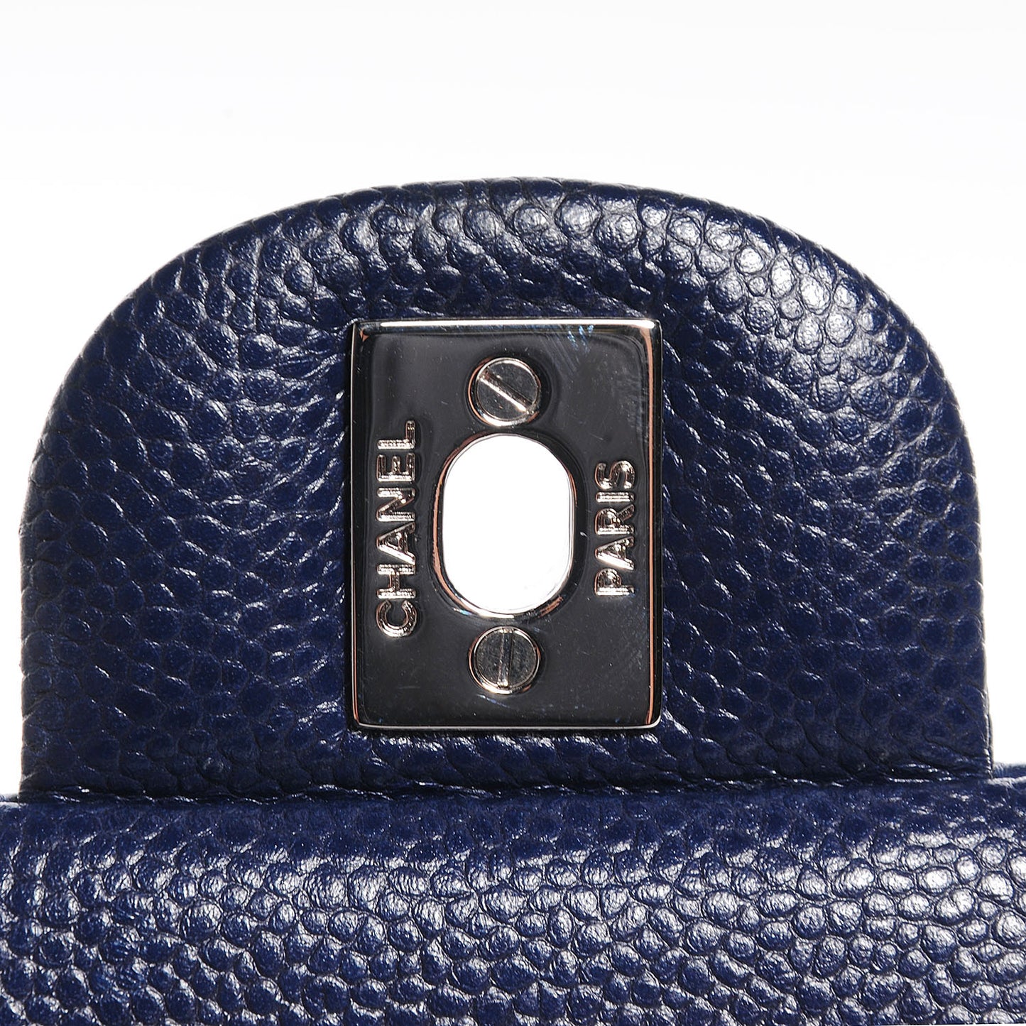 Caviar Quilted Medium Double Flap Navy