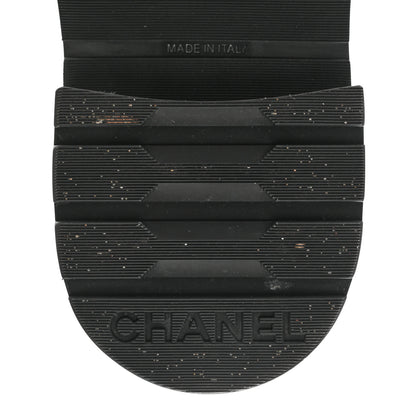 Chanel Calfskin Shiny Calfskin Quilted Lace Up Combat Boots 38.5 Dark Beige Black 10 of 13