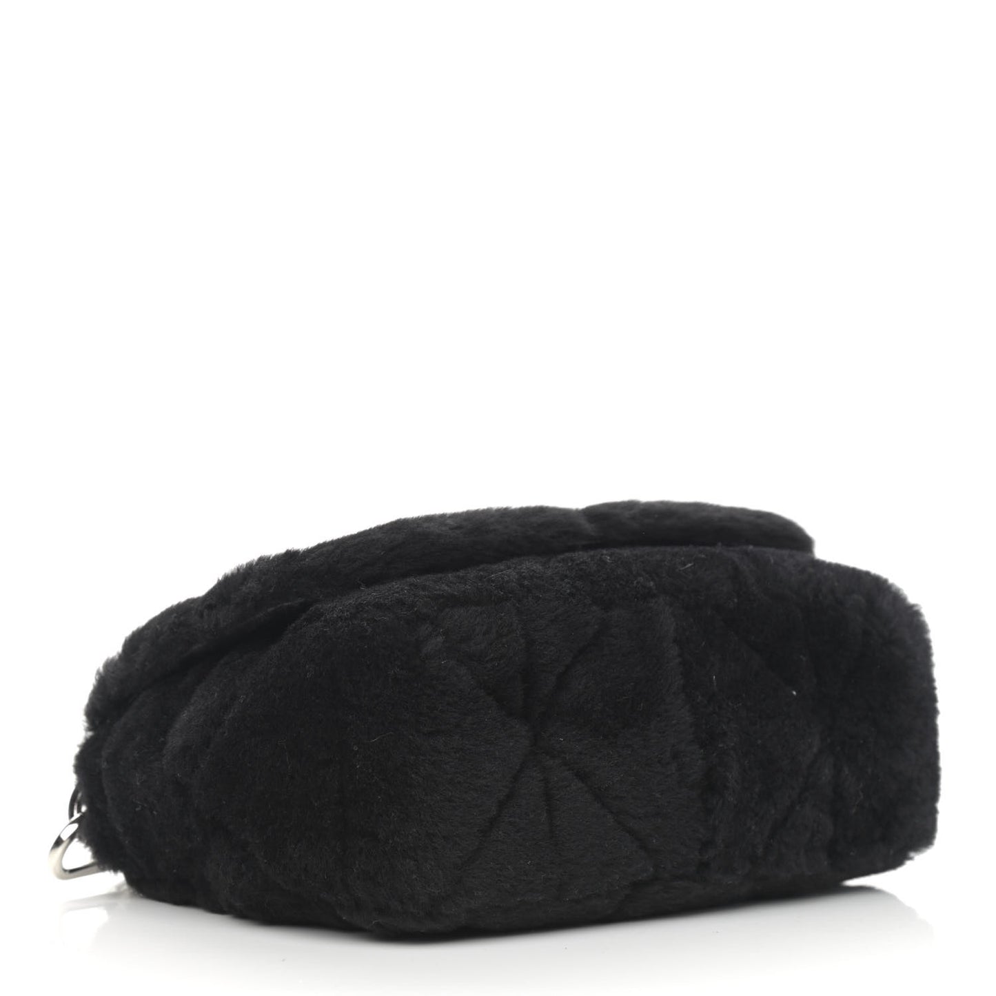 Shearling Nappa Triangle Quilted Patchwork System Flap Shoulder Bag Black