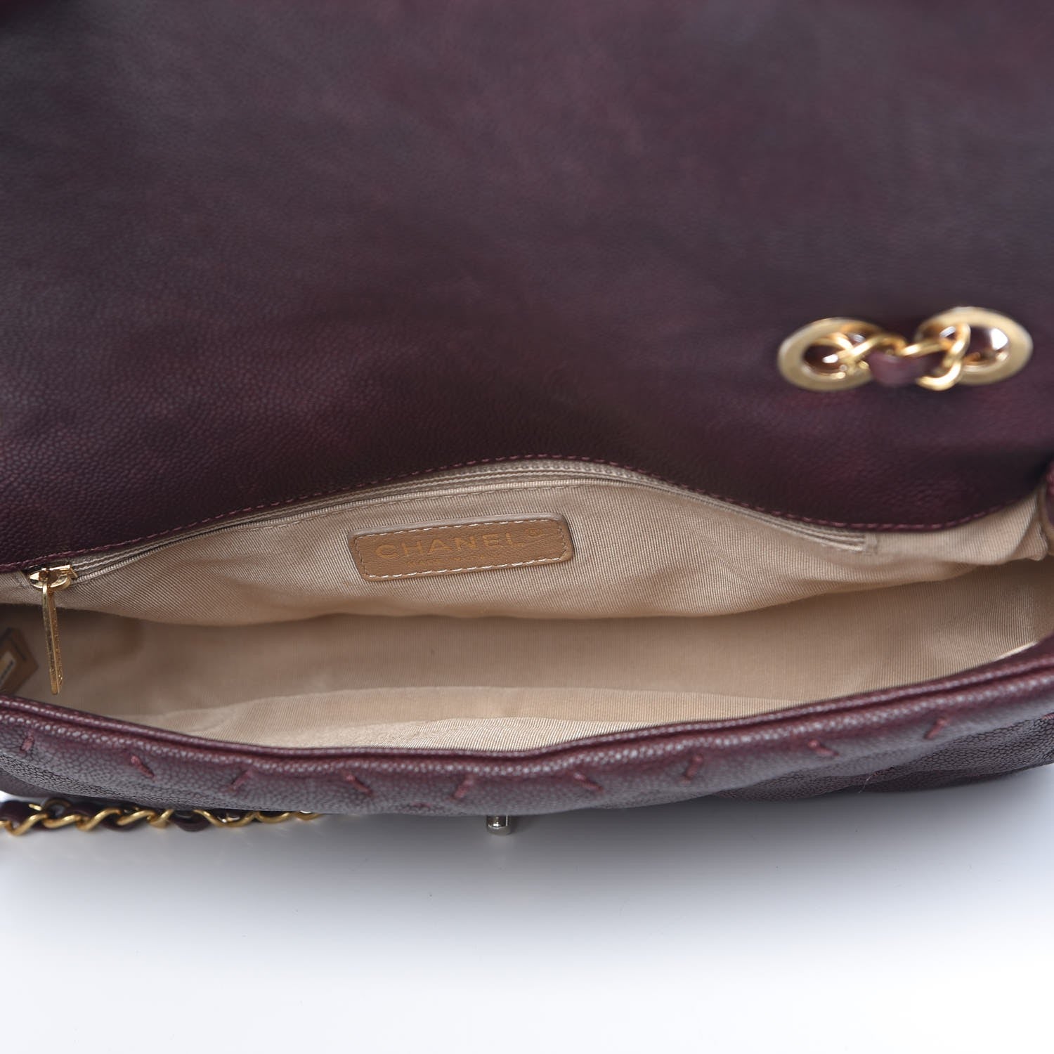 Chanel Caviar Stitched Flap Burgundy 6 of 9