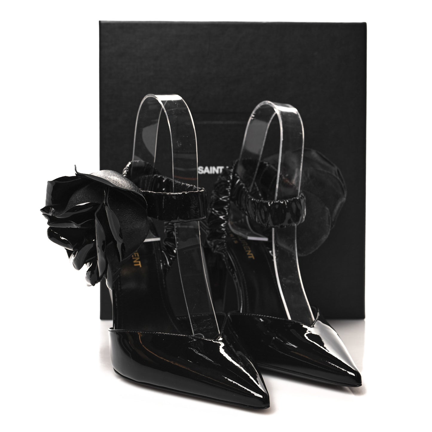 Patent Freja 105 Flower Ankle Pumps 37.5 Black