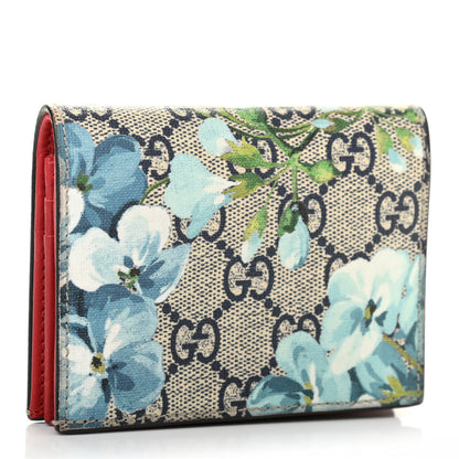 Gucci GG Supreme Monogram Blooms Card Case Beige Blue Navy Hibiscus Red 3 of 7