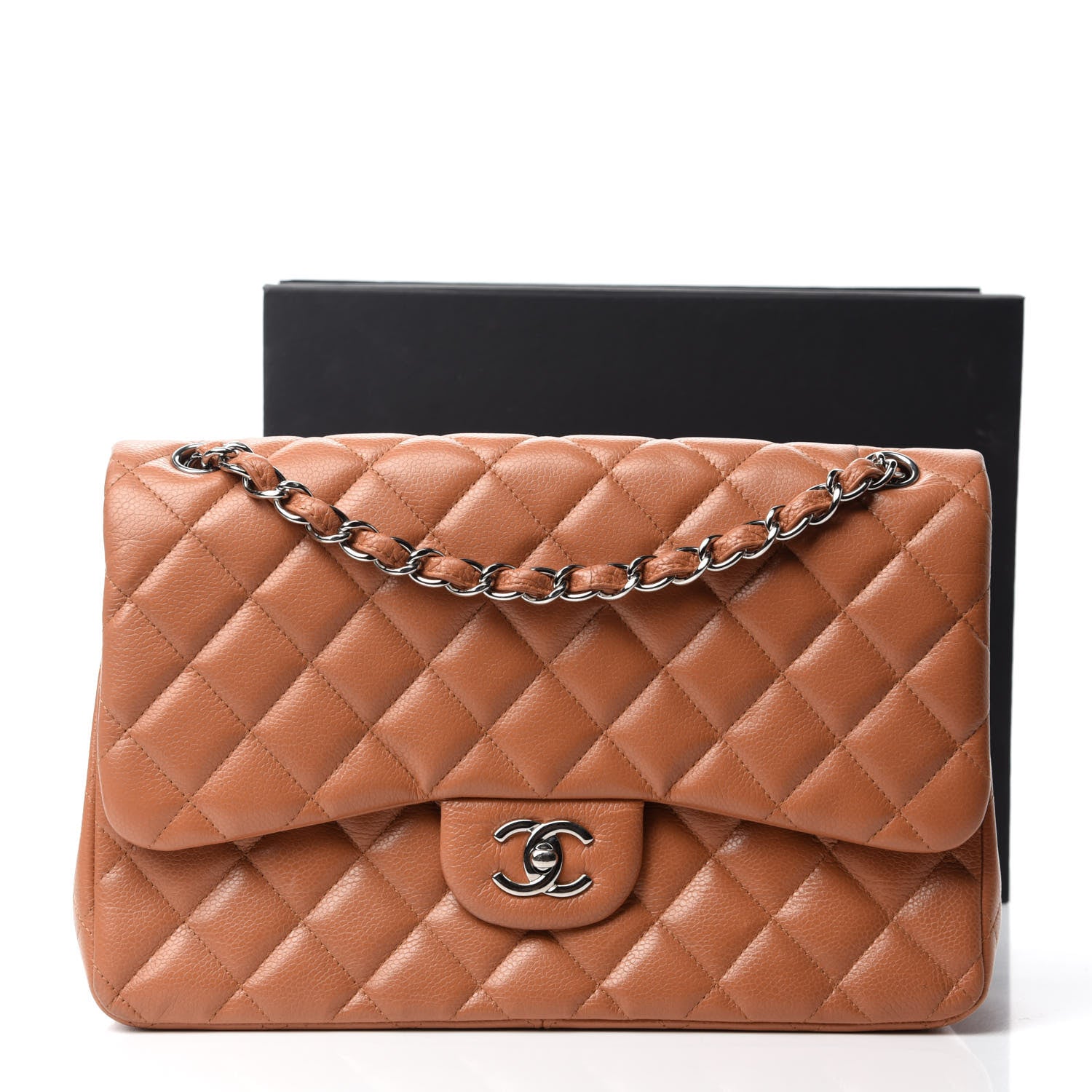 Chanel Caviar Quilted Jumbo Double Flap Light Brown 12 of 12
