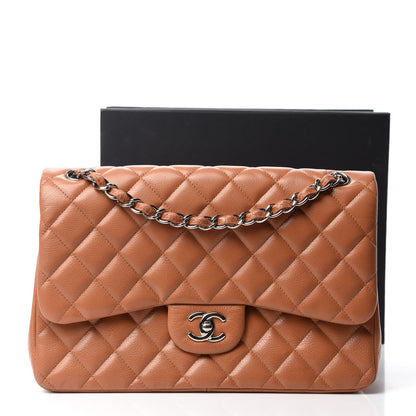 Chanel Caviar Quilted Jumbo Double Flap Light Brown 12 of 12