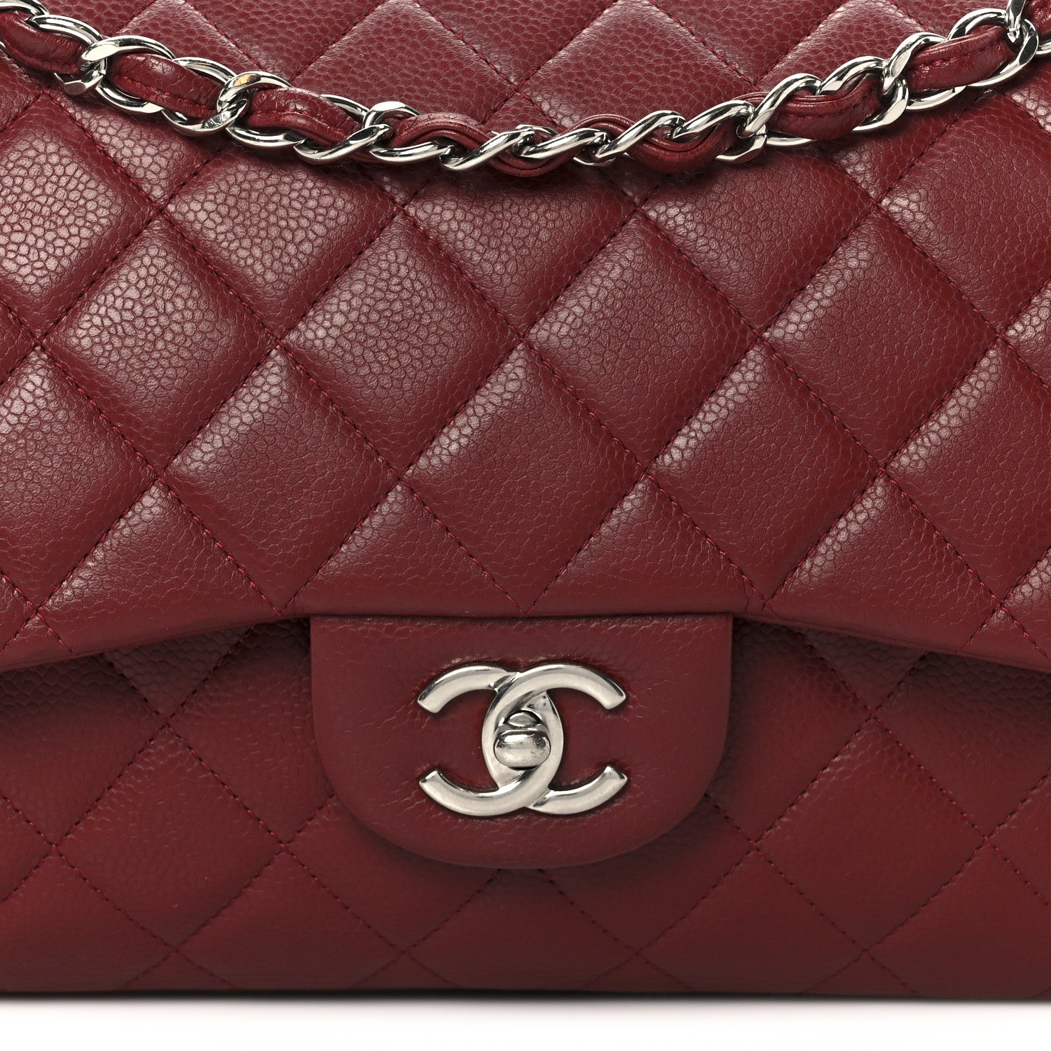 Chanel Caviar Quilted Jumbo Double Flap Dark Red 9 of 11