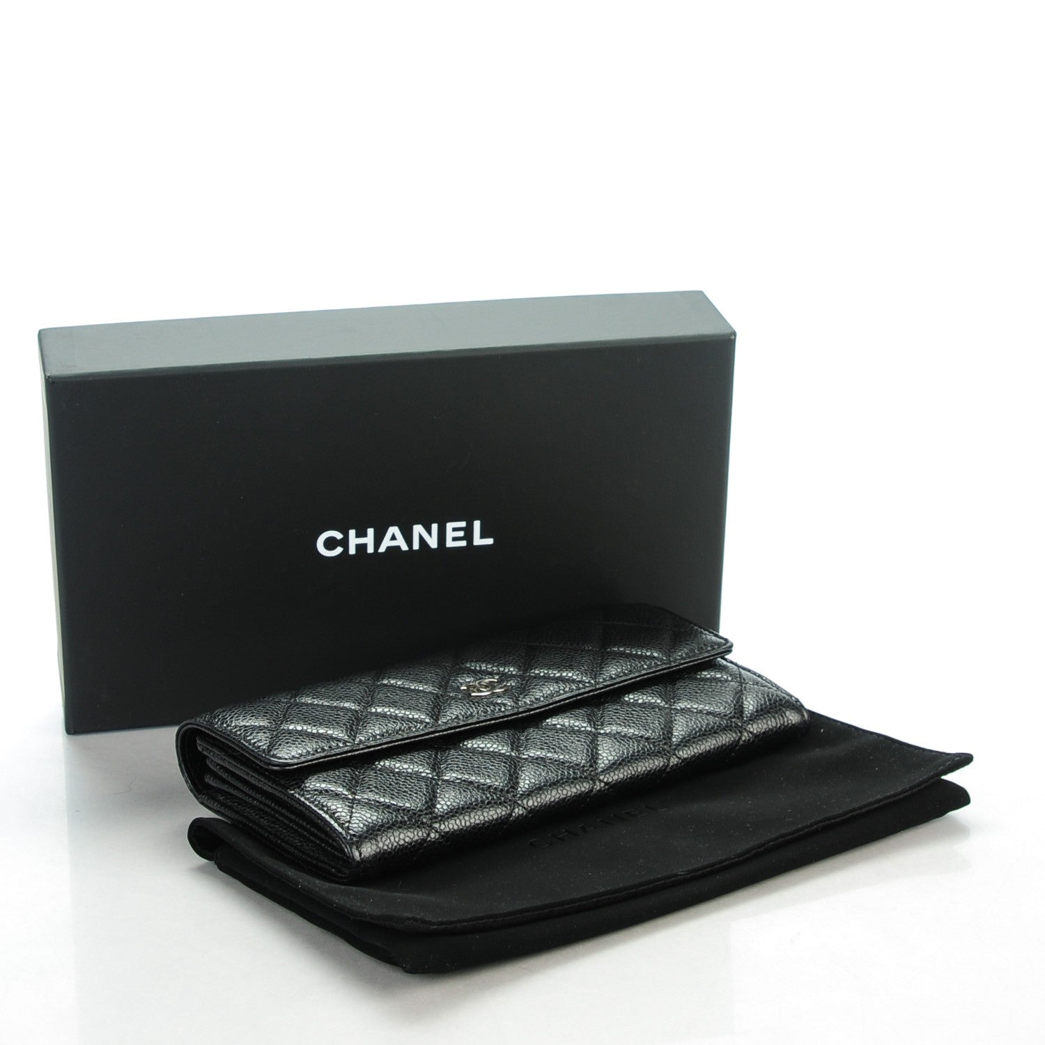 Chanel Caviar Quilted Long Flap Wallet Black 4 of 8