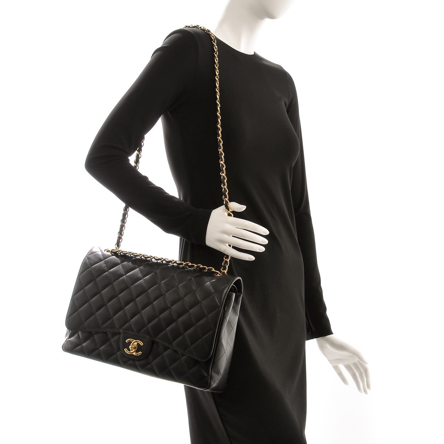 Chanel Caviar Quilted Maxi Double Flap Black 2 of 7