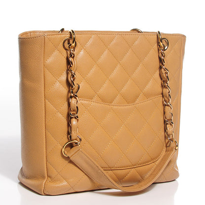 Chanel Caviar Quilted Petit Shopping Tote PST Beige 3 of 8