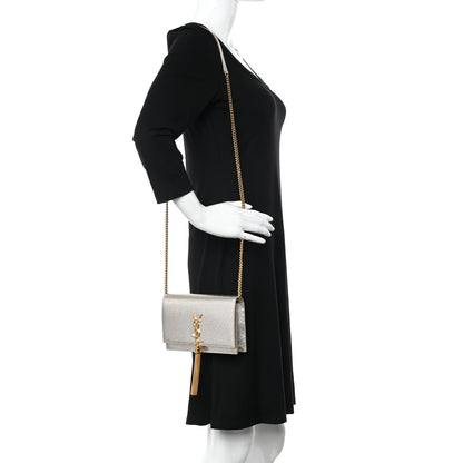 Saint Laurent Metallic Calfskin Kate Monogram Tassel Chain Wallet Gold 2 of 10