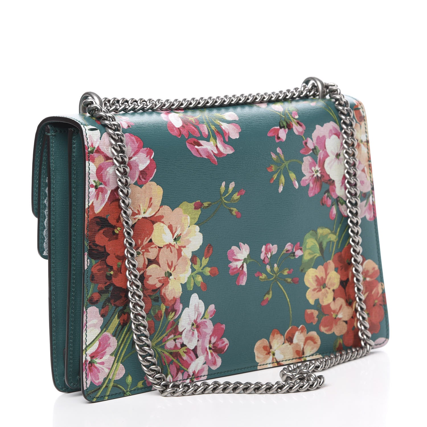 Gucci Calfskin Blooms Print Medium Dionysus Shoulder Bag Bright Emerald Multicolor 2 of 9