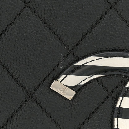 Chanel Caviar Quilted Striped Medium CC Filigree Vanity Case Black White 12 of 12