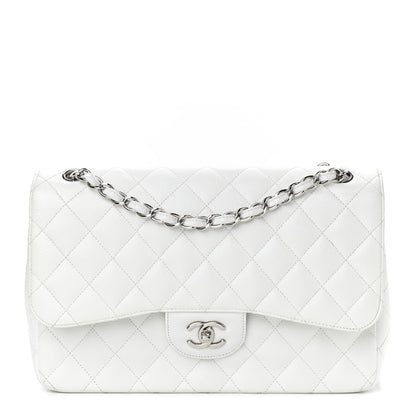 Chanel Caviar Quilted Jumbo Double Flap White 1 of 12