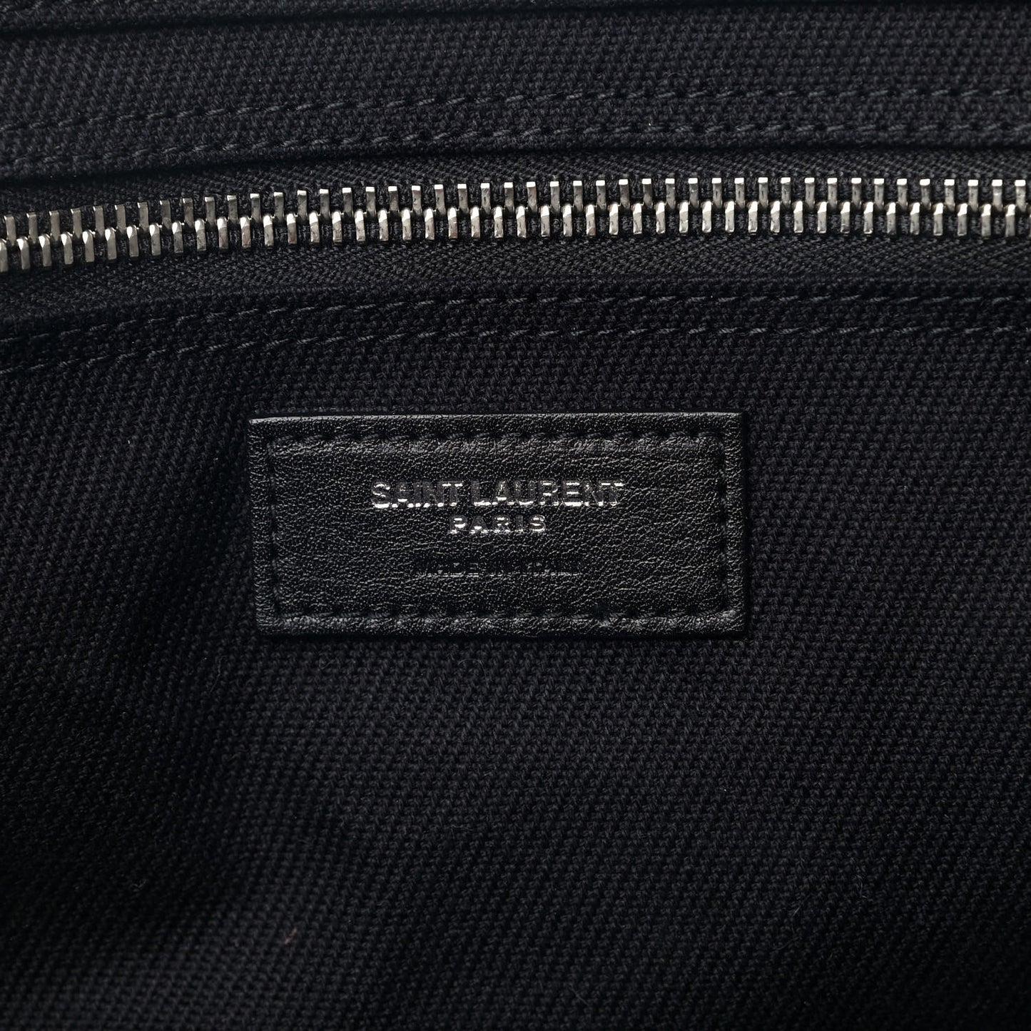 Linen Calfskin Rive Gauche North South Tote Black