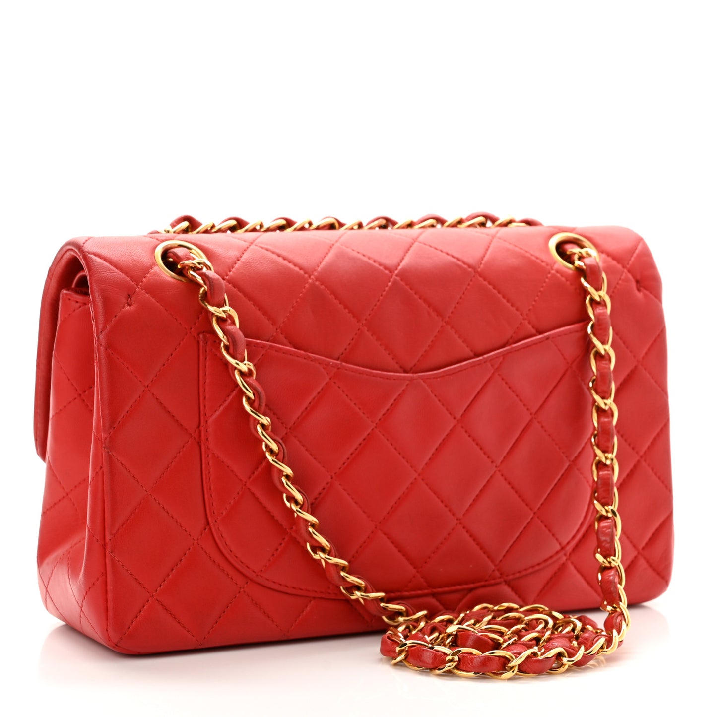 Lambskin Quilted Small Double Flap Red