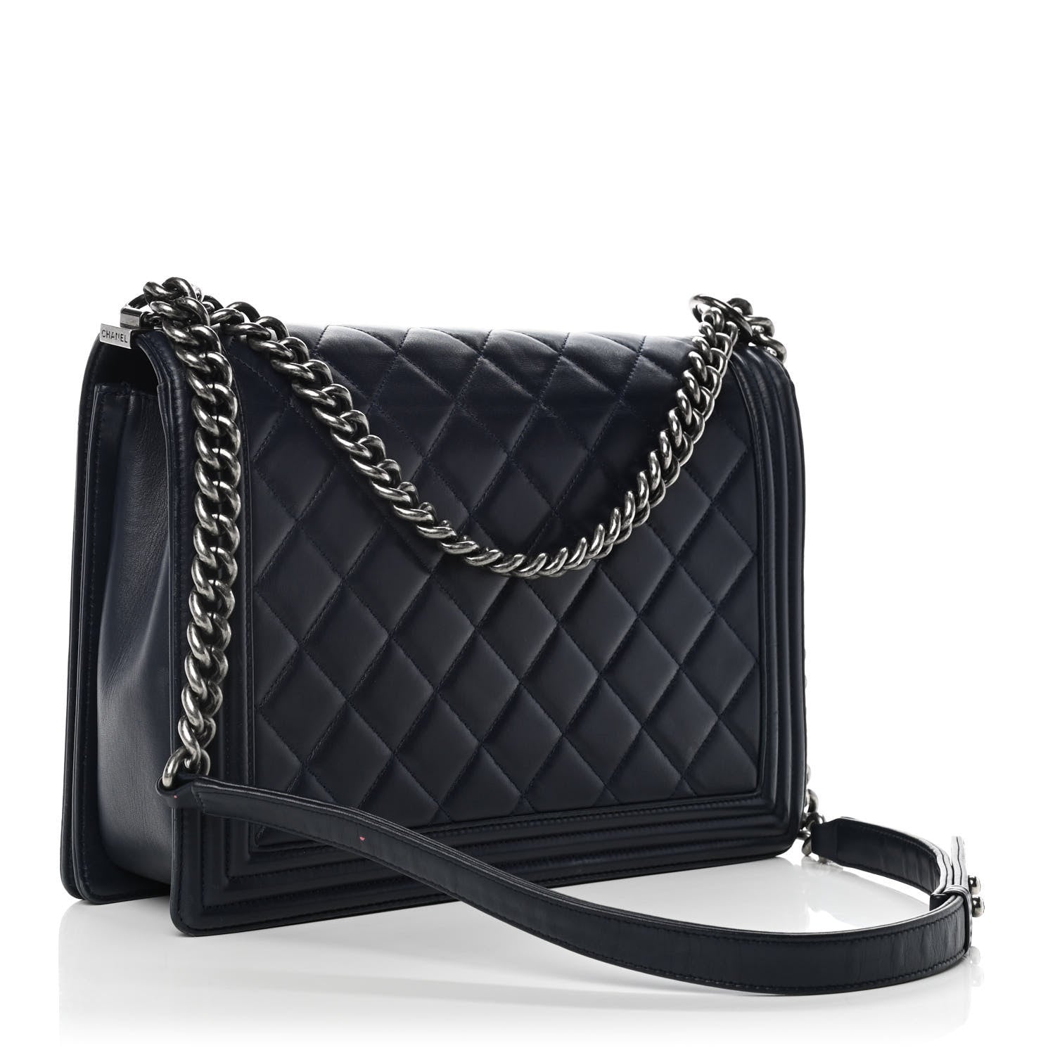 Chanel Lambskin Quilted Large Boy Flap Navy 3 of 13
