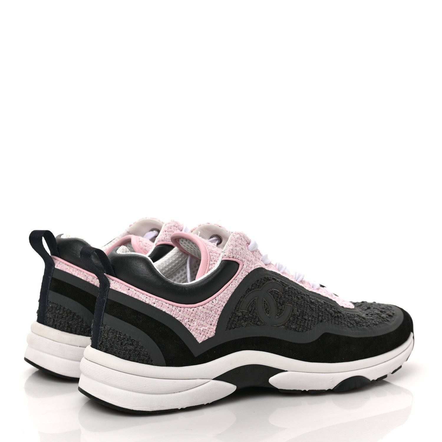 Chanel Suede Tweed CC Sneakers 40.5 Grey Pink 3 of 9