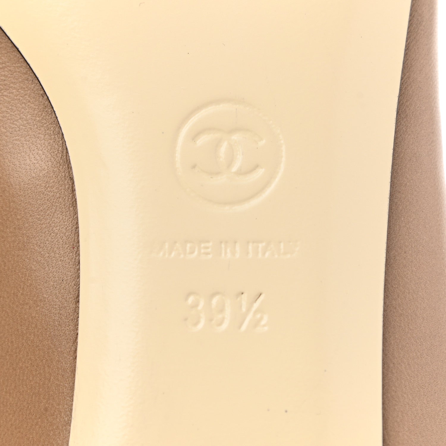 Chanel Lambskin Coco Line Pointed Toe Ballerina Flats 39.5 Beige Black 6 of 11