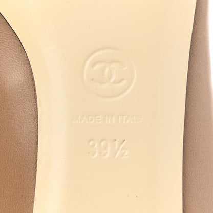 Chanel Lambskin Coco Line Pointed Toe Ballerina Flats 39.5 Beige Black 6 of 11