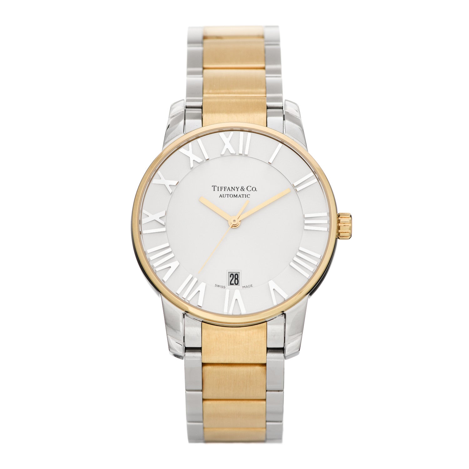 Tiffany Stainless Steel 18K Yellow Gold 37mm Atlas 3-Hand Automatic Watch 1 of 5