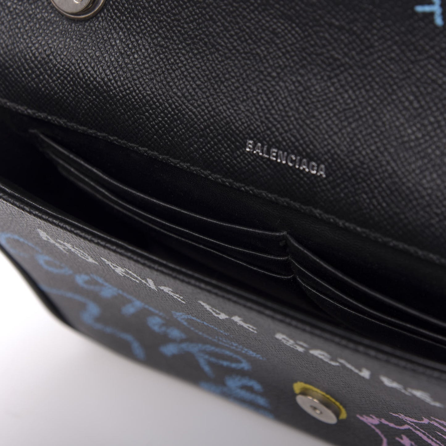Grained Calfskin Graffiti S BB Round Crossbody Bag Black Multicolor