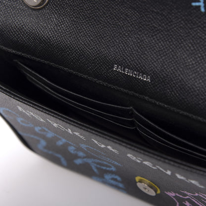 Balenciaga Grained Calfskin Graffiti S BB Round Crossbody Bag Black Multicolor 9 of 10