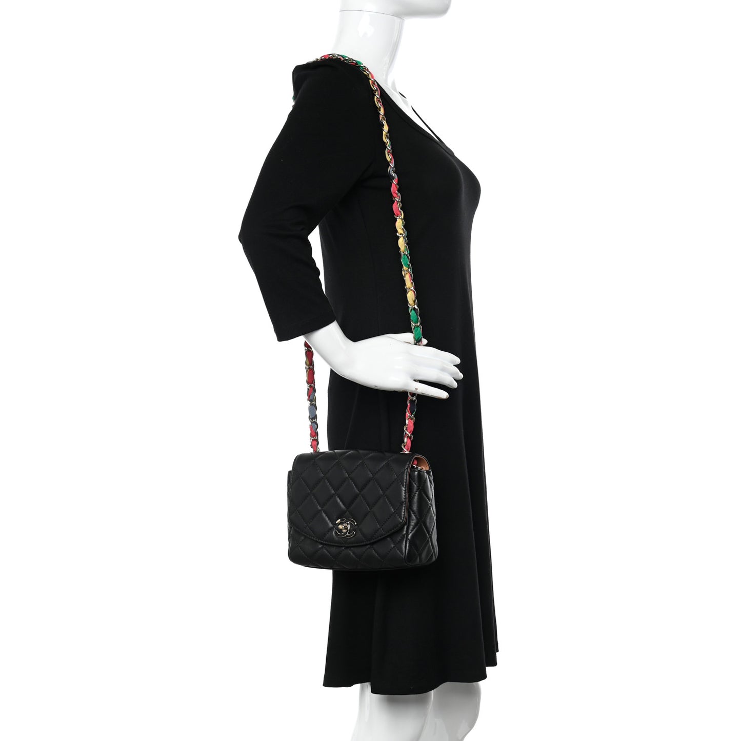 Lambskin Mixed Fibers Quilted Cocovado Flap Black