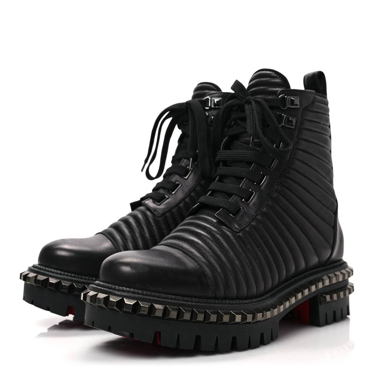 Calfskin Quilted Yetota Combat Boots 38 Black
