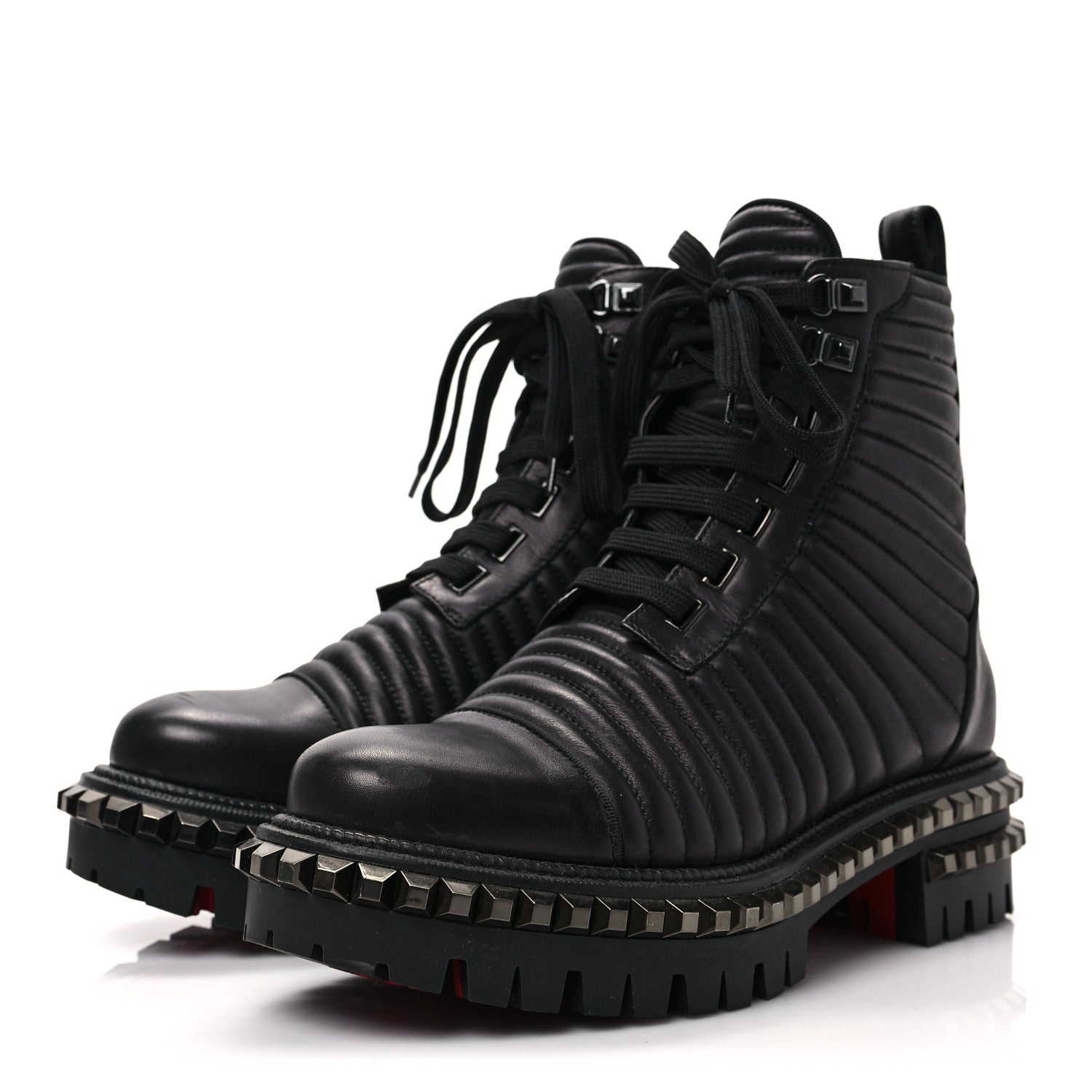 Christian Louboutin Calfskin Quilted Yetota Combat Boots 38 Black 3 of 6