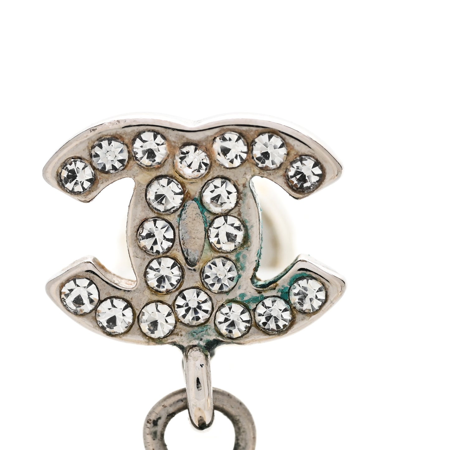 crystal CC pearl earrings