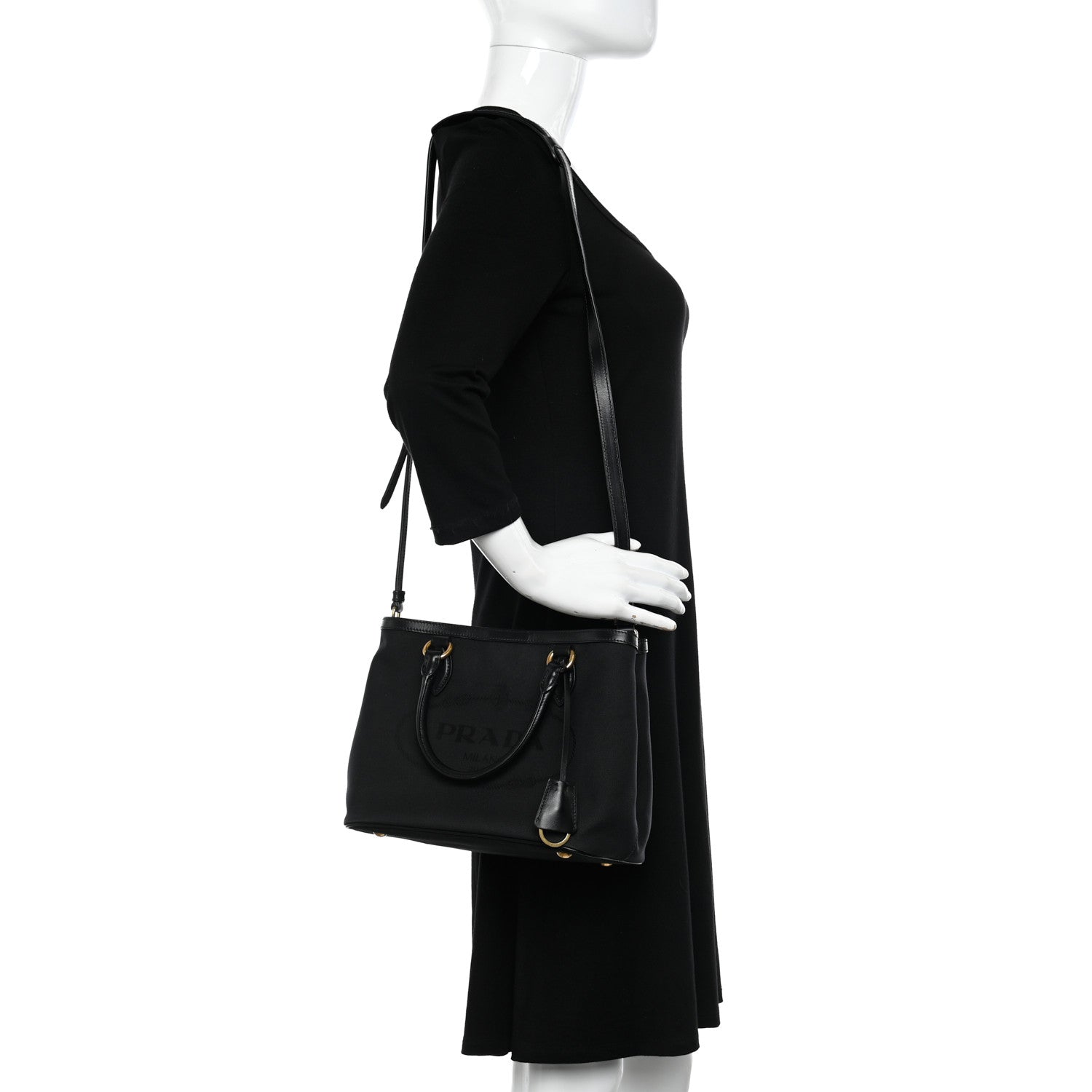 Prada Jacquard Logo Tote Black 2 of 10