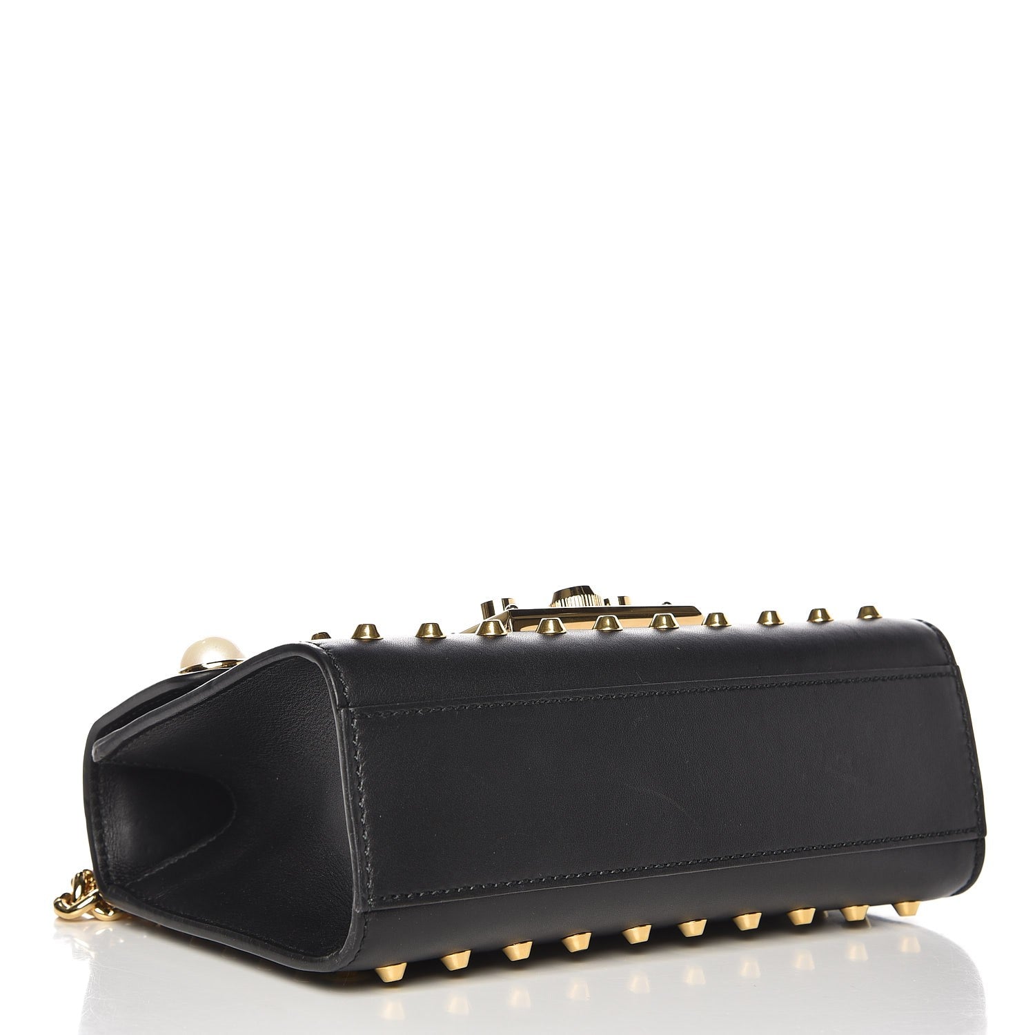 Gucci Calfskin Studded Small Padlock Shoulder Bag Black 4 of 9