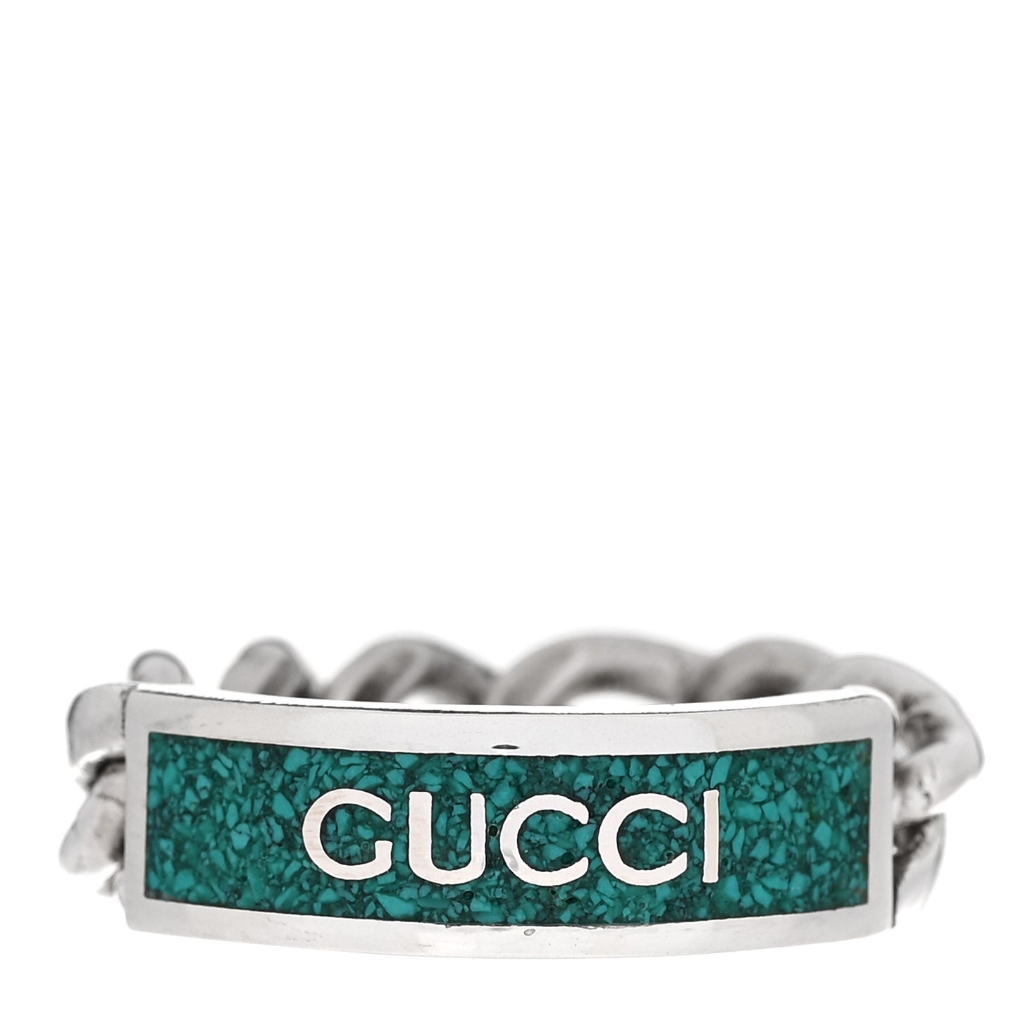 Sterling Silver Enamel Logo Chain Ring 59 8.75 Turquoise