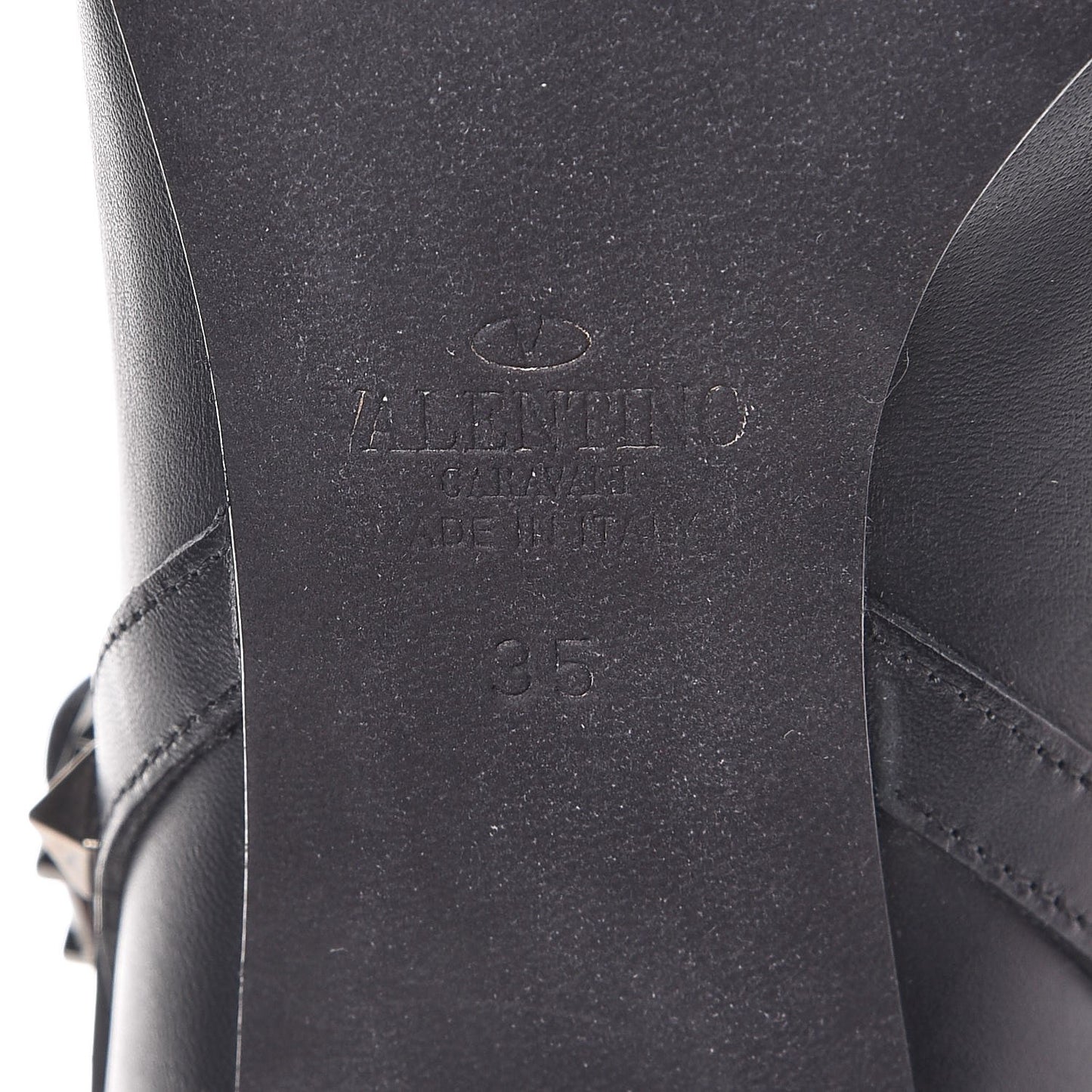 Calfskin Rockstud Double Buckle 65mm Ankle Boots 35 Black